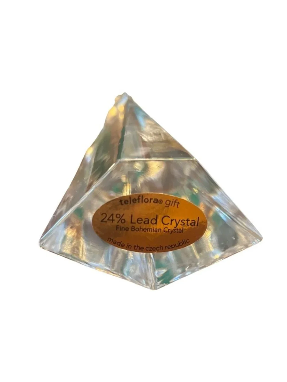 24% Lead Crystal Bohemian Teleflora Cross Figurine Made In Czech Republic - Picture 2 of 5